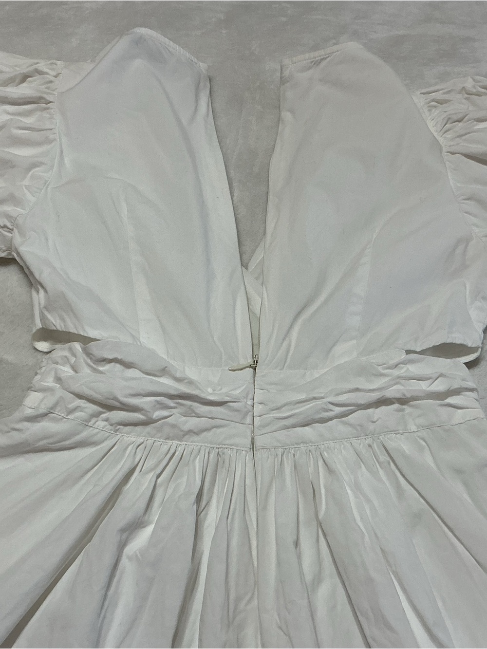 French Connection Rhodes Poplin Puff Sleeve Cut Out Dress White Size 4 - Picture 7 of 11